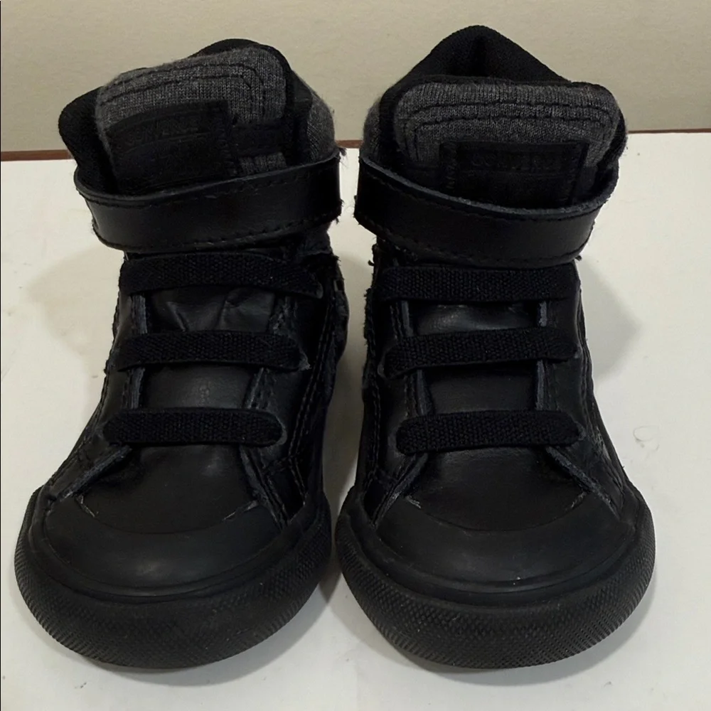 Mint - Converse Leather Pro Blaze Strap Kids Black High-Top Sneakers ( sz 5)